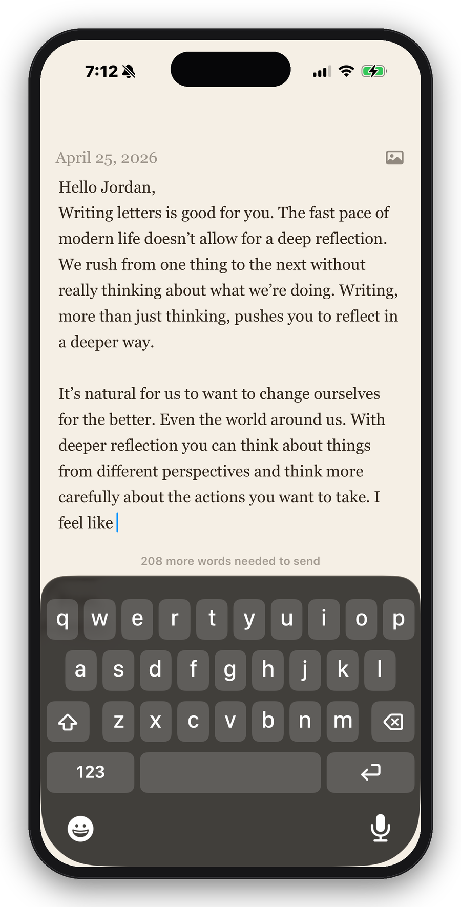 A letter being written in Letterss